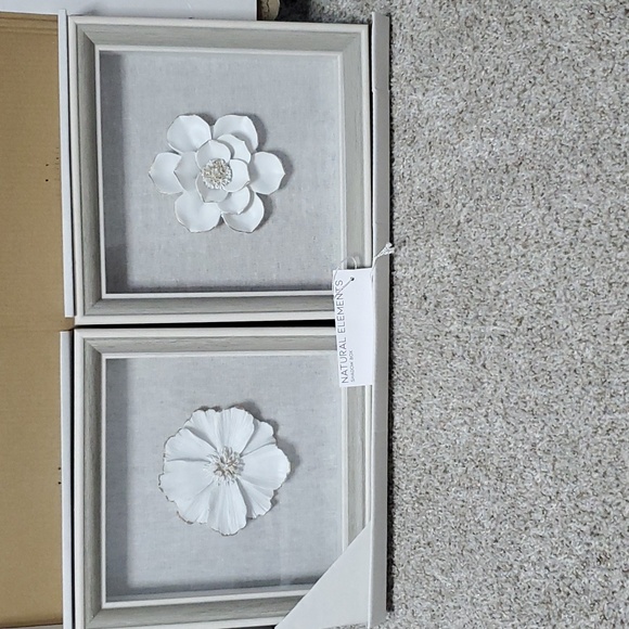 2 NATURAL ELEMENTS FLOWER ACCENT SHADOWBOX - Picture 1 of 7